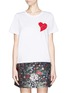 Main View - Click To Enlarge - VALENTINO GARAVANI - 'L'amour' heart motif leather floral appliqué T-shirt
