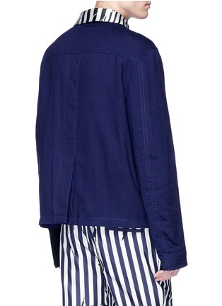 Back View - Click To Enlarge - HAIDER ACKERMANN - Stripe collar colourblock twill shirt jacket