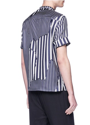 Back View - Click To Enlarge - HAIDER ACKERMANN - Mandarin collar stripe short sleeve skill shirt