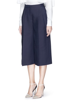 Front View - Click To Enlarge - VALENTINO GARAVANI - Double pleat front wool-silk culottes