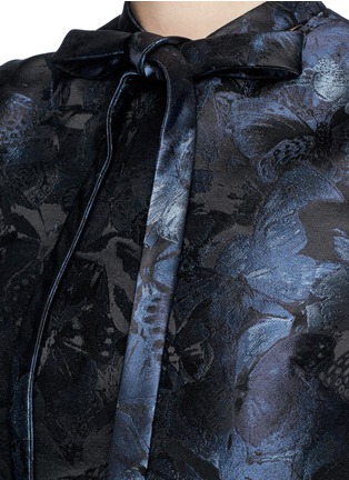 Detail View - Click To Enlarge - VALENTINO GARAVANI - 'Camubutterfly Noir' neck tie brocade dress