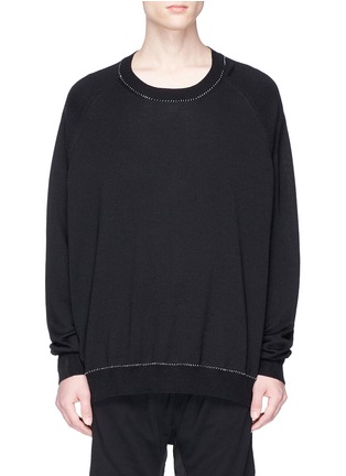 Main View - Click To Enlarge - HAIDER ACKERMANN - Contrast stitch oversized wool-silk sweater