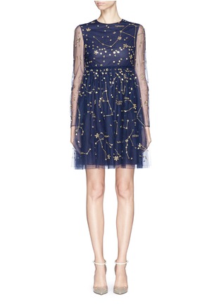 Main View - Click To Enlarge - VALENTINO - Cosmos mirror embroidery tulle dress