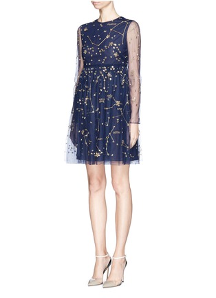 Figure View - Click To Enlarge - VALENTINO - Cosmos mirror embroidery tulle dress