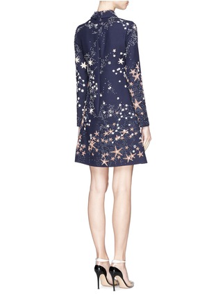 Back View - Click To Enlarge - VALENTINO GARAVANI - Cosmos beaded embroidery wool-silk crepe dress