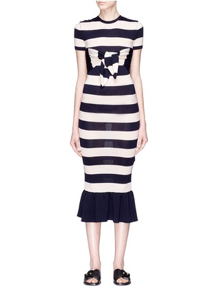 Main View - Click To Enlarge - ALEXANDER WHITE - 'The Rosalind' tie bandeau stripe peplum dress