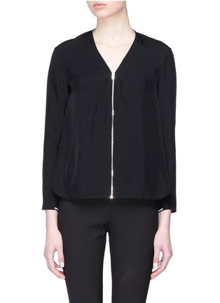 Main View - Click To Enlarge - RAG & BONE - 'Vanessa' rib knit panel zip twill blouse