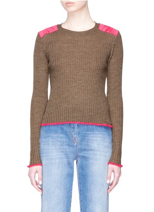 Main View - Click To Enlarge - RAG & BONE - 'Rowan' contrast shoulder Merino wool cropped sweater