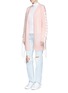 Front View - Click To Enlarge - CHRIS RAN LIN - Lace-up sleeve brushed cardigan