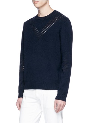 Detail View - Click To Enlarge - CHRIS RAN LIN - Perforated panel unisex wool sweater