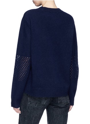 Back View - Click To Enlarge - CHRIS RAN LIN - Perforated panel unisex wool sweater