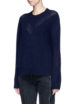 Front View - Click To Enlarge - CHRIS RAN LIN - Perforated panel unisex wool sweater
