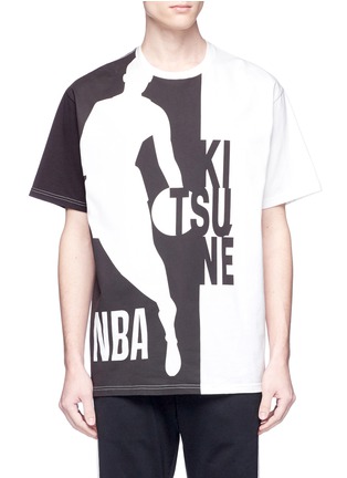 Main View - Click To Enlarge - MAISON KITSUNÉ - x NBA colourblock logo print T-shirt