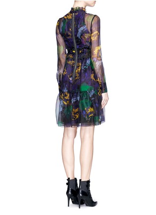 Back View - Click To Enlarge - ERDEM - 'Devina' bancroft purple print silk organza dress