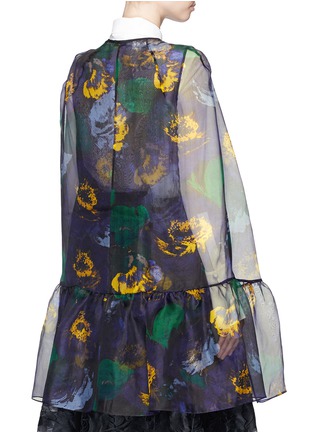 Back View - Click To Enlarge - ERDEM - 'Angela' floral print silk organza cape