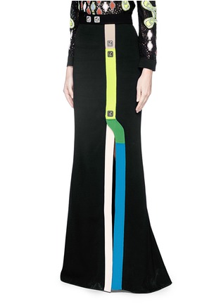 Front View - Click To Enlarge - PETER PILOTTO - 'Track' pinball stripe cady maxi skirt