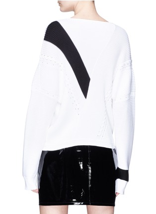 Back View - Click To Enlarge - RAG & BONE - 'Cricket' contrast stripe lace-up V-neck sweater