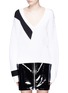 Main View - Click To Enlarge - RAG & BONE - 'Cricket' contrast stripe lace-up V-neck sweater