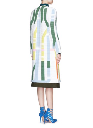 Back View - Click To Enlarge - PETER PILOTTO - 'Track' abstract stripe knit coat