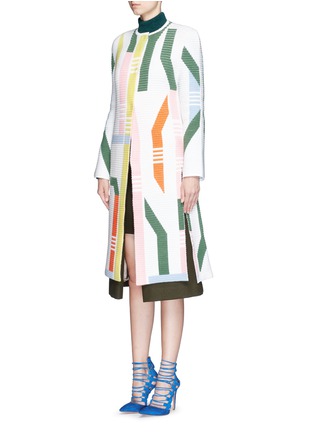 Figure View - Click To Enlarge - PETER PILOTTO - 'Track' abstract stripe knit coat