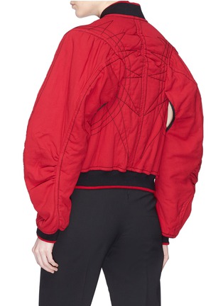 Back View - Click To Enlarge - HAIDER ACKERMANN - Cutout sleeve cropped bomber jacket