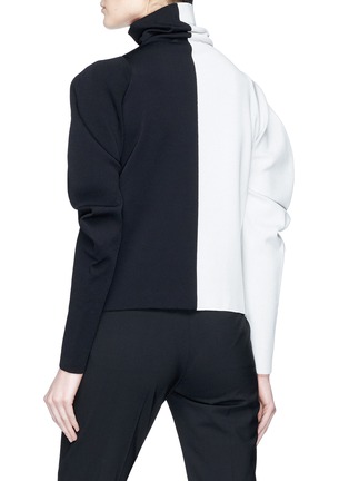 Back View - Click To Enlarge - HAIDER ACKERMANN - Puff sleeve colourblock turtleneck knit top