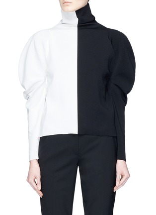 Main View - Click To Enlarge - HAIDER ACKERMANN - Puff sleeve colourblock turtleneck knit top