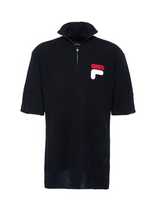 Main View - Click To Enlarge - D-ANTIDOTE - x Fila logo embroidered oversized unisex knit polo shirt