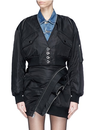 Main View - Click To Enlarge - ALEXANDER WANG - Zip collar cropped twill bomber jacket