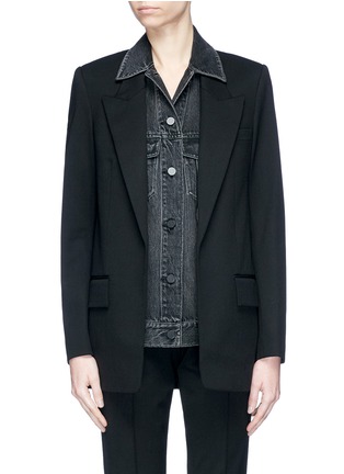 Main View - Click To Enlarge - ALEXANDER WANG - Layered virgin wool blend denim jacket blazer