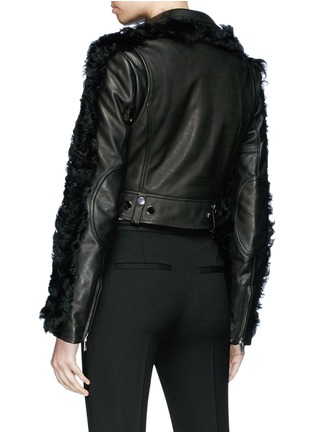Back View - Click To Enlarge - ALEXANDER WANG - Lambskin shearling cropped leather jacket