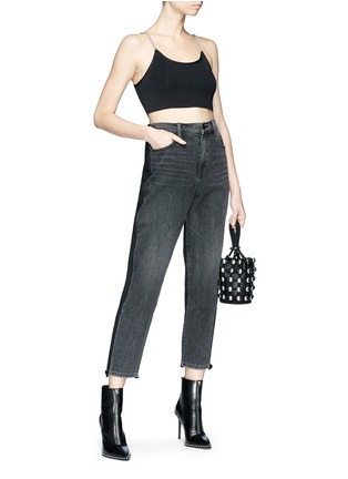 Figure View - Click To Enlarge - ALEXANDER WANG - Manolo chain strap rib cropped top