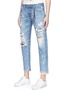 Front View - Click To Enlarge - 72877 - 'Savanna' patchwork cropped straight leg jeans