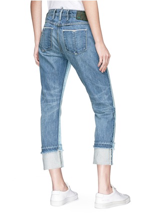 Back View - Click To Enlarge - 72877 - 'Herma' contrast back roll cuff cropped jeans