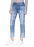 Front View - Click To Enlarge - 72877 - 'Harlona' split cuff cropped straight leg jeans