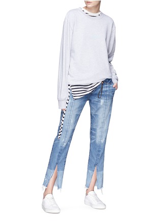 Figure View - Click To Enlarge - 72877 - 'Harlona' split cuff cropped straight leg jeans