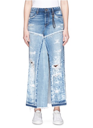 Main View - Click To Enlarge - 72877 - 'Manani' split front patchwork maxi denim skirt