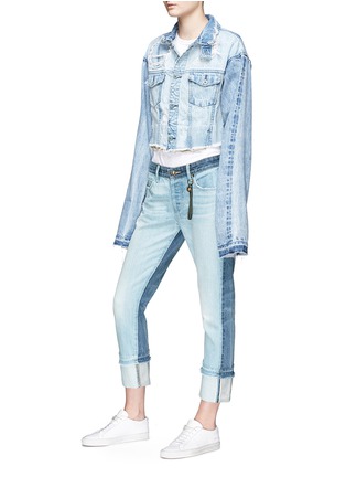 Detail View - Click To Enlarge - 72877 - 'Marco' roll cuff ripped cropped denim jacket