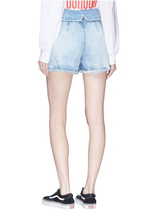 Back View - Click To Enlarge - 72877 - 'Mauka' braided belt paperbag denim shorts