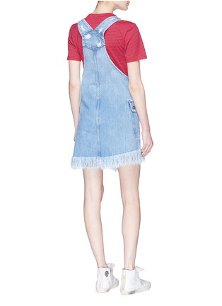 Back View - Click To Enlarge - 72877 - 'Pina' frayed staggered hem denim pinafore dress