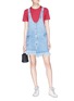 Figure View - Click To Enlarge - 72877 - 'Pina' frayed staggered hem denim pinafore dress