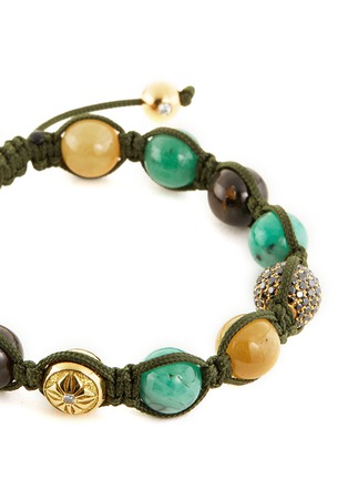 Detail View - Click To Enlarge - SHAMBALLA JEWELS - 'Shamballa' diamond emerald 18k yellow gold beaded cord bracelet