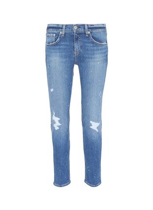 Main View - Click To Enlarge - RAG & BONE - 'Ankle Dre' paint splatter skinny boyfriend jeans
