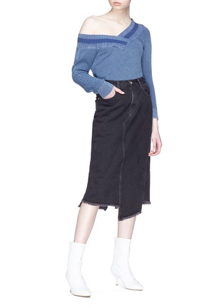 Figure View - Click To Enlarge - RAG & BONE - 'Sukato' asymmetric spilt hem denim skirt