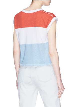 Back View - Click To Enlarge - RAG & BONE - 'Percy' slogan print colourblock cropped muscle T-shirt
