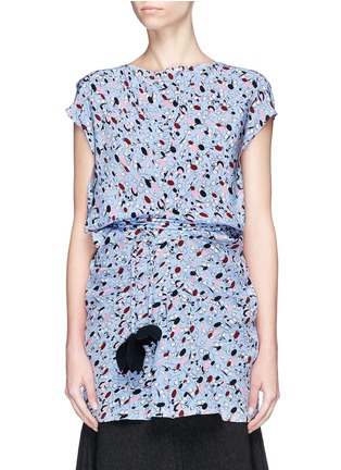 Main View - Click To Enlarge - MARNI - 3D flower tie abbey print silk top