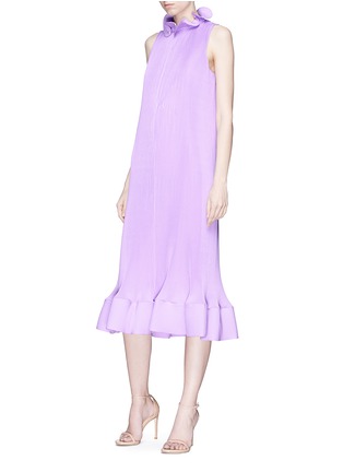 Detail View - Click To Enlarge - TIBI - Ruffle neck pleated midi dress