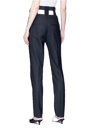 Back View - Click To Enlarge - TIBI - Harness belted virgin wool suiting pants