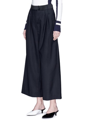 Detail View - Click To Enlarge - TIBI - Belted virgin wool paperbag suiting culottes