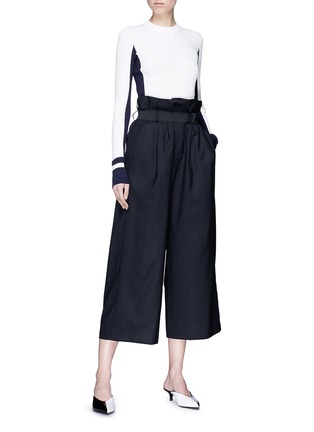 Figure View - Click To Enlarge - TIBI - Belted virgin wool paperbag suiting culottes